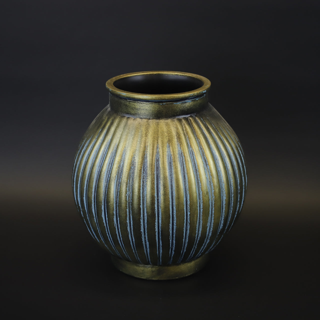 HCHD9545 - Gold/Blue Ribbed Pot - L