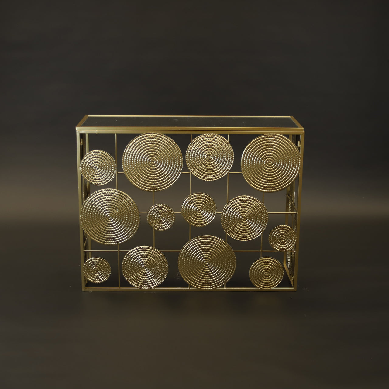 HCHD9765 - S Gold Full Circles Sofa Table