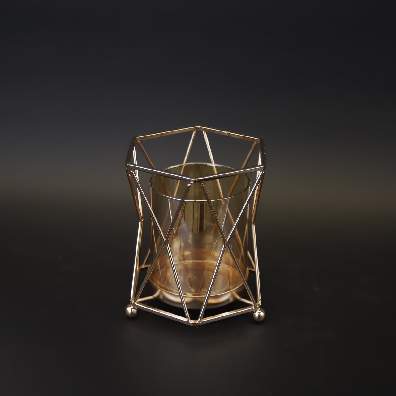 HCHD9770 - M Gold Hexagon Candle Holder