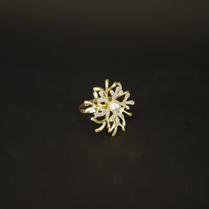 HCKE9634 - Gold Pearl Floral Napkin Ring